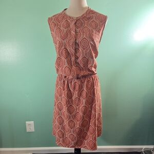 Merona Brown, Red, Orange and White Patterned Dress Size XL/TG